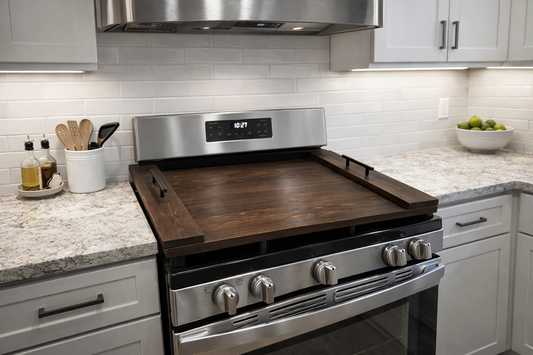 Handmade Industrial Farmhouse Stove Top Cover Noodle Board / Serving Tray with Black Handles (Unfinished)