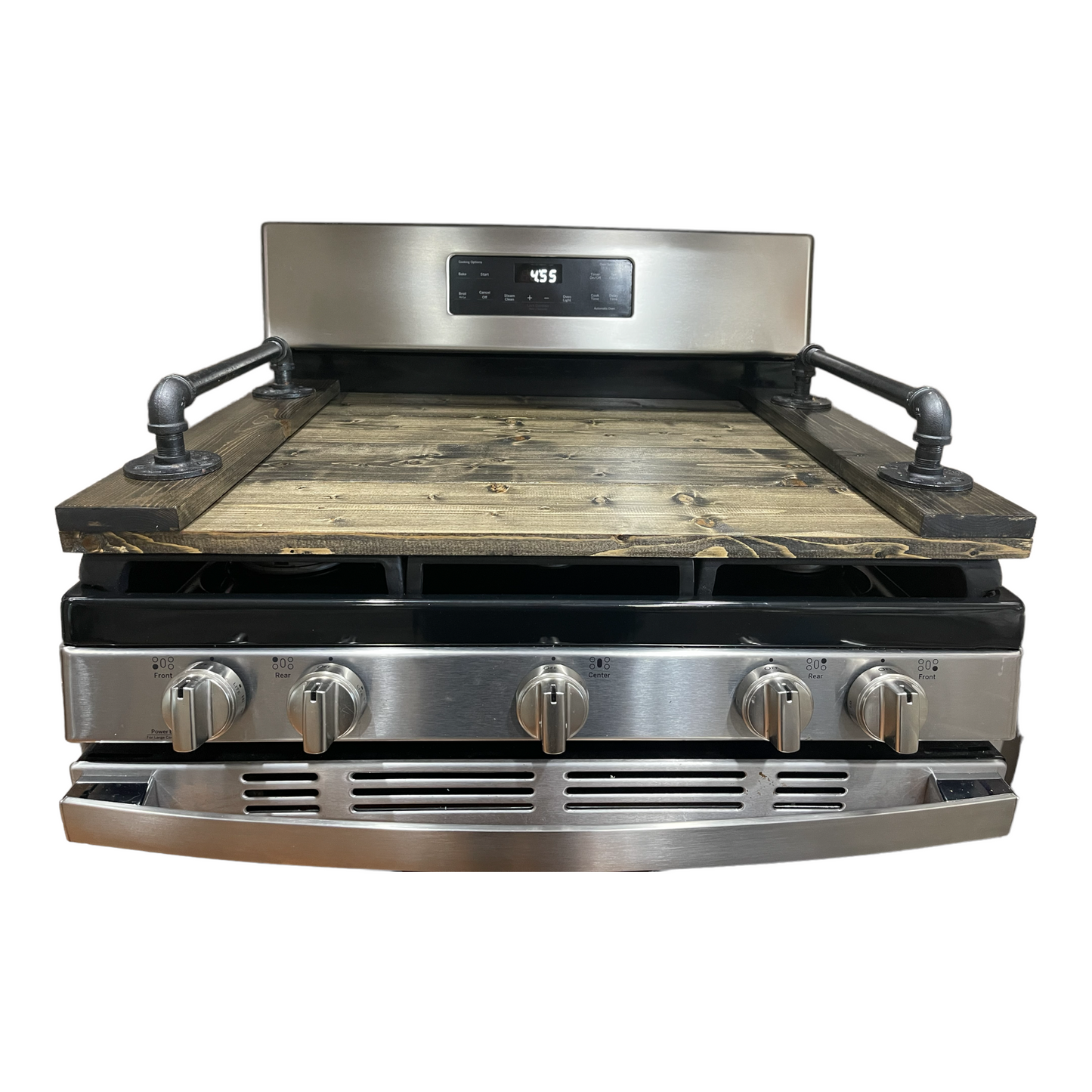 Handmade Industrial Farmhouse Stove Top Cover Noodle Board / Serving Tray with Pipe Handles (Finished)