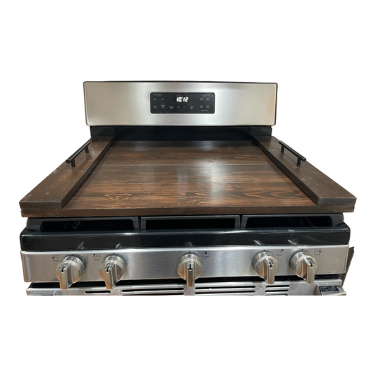 Handmade Industrial Farmhouse Stove Top Cover Noodle Board / Serving Tray with Black Handles (Finished)