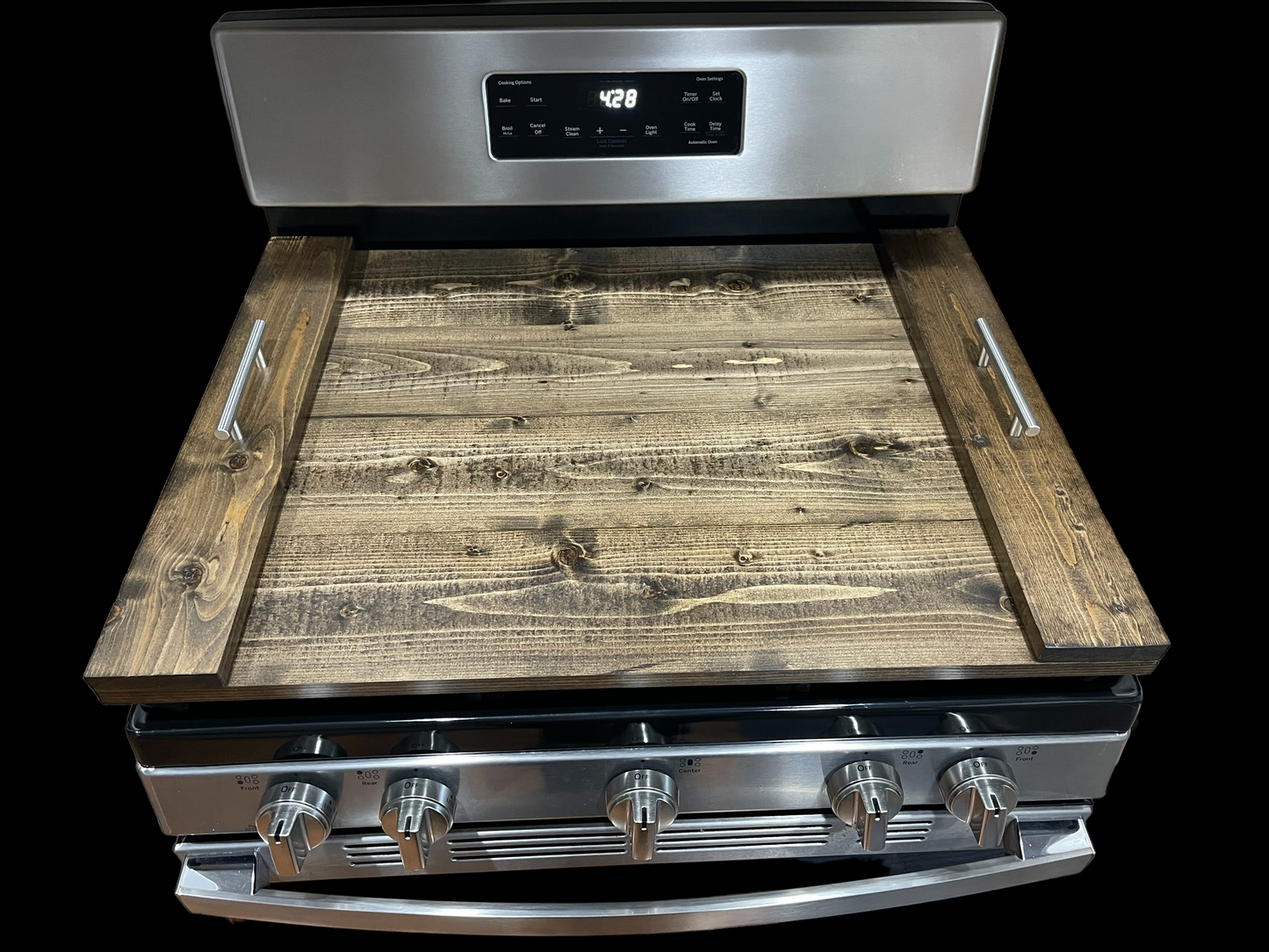 Handmade Industrial Farmhouse Stove Top Cover Noodle Board / Serving Tray Dark Walnut